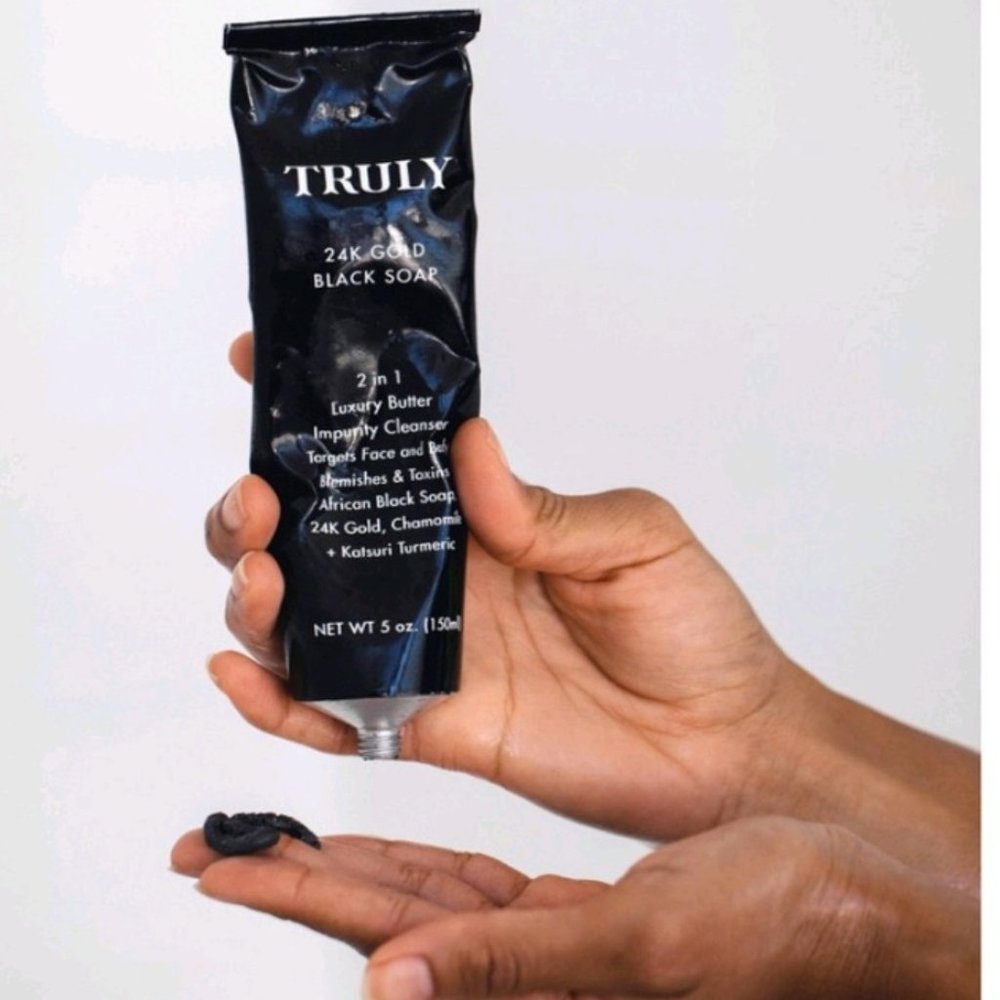 TRULY 24K Gold Black Soap Luxury Butter Impurity Cleanser NIB